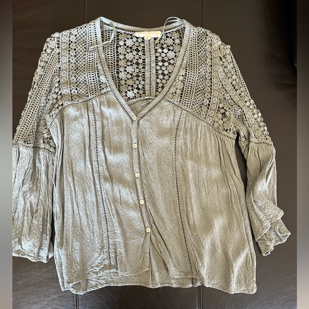 Sage Lace Detail Women's Top